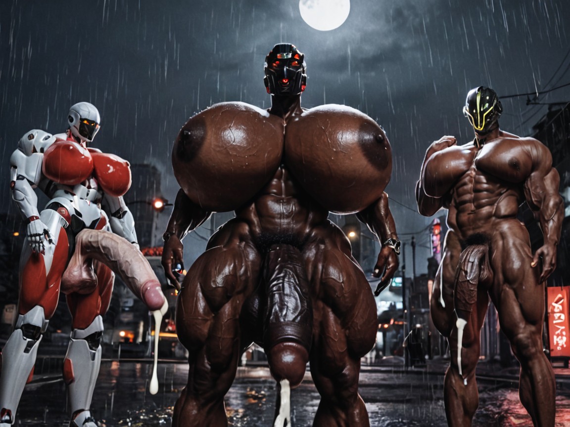 Harem, Veiny Robot Dick Polish Chrome, Impossibly Long Hyper Penis Shemale AI Porn