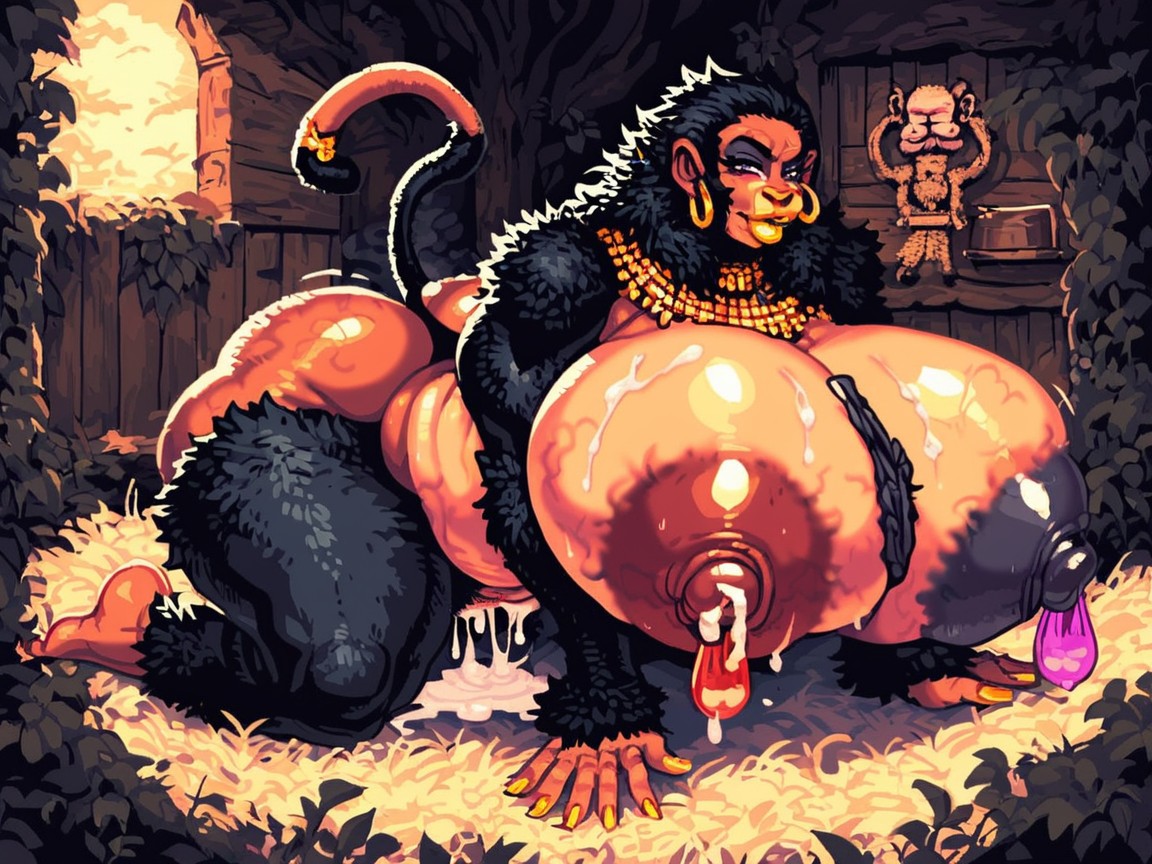 Monkey Sex, Wrinkly Black Monkey Face, Black Skinned Monkey Porno IA Furry