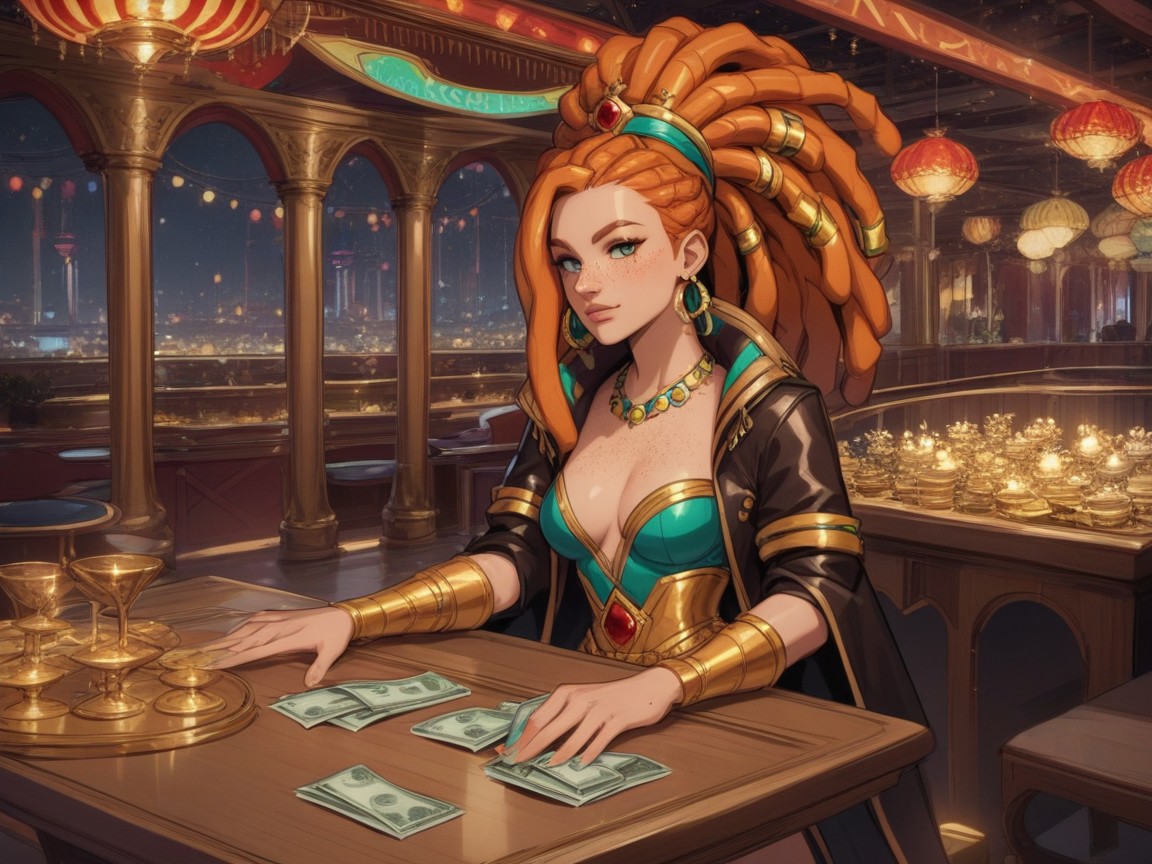 Rounded Chest Width, Carnival Booth Background, Spinner Prize Wheel In Background Latina AI Porn