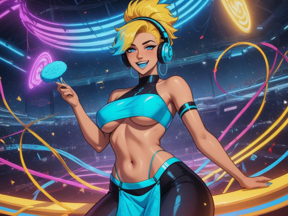 Culo Redondeado, Vibrant Saturated Colors, Blue Eyes Porno latina IA