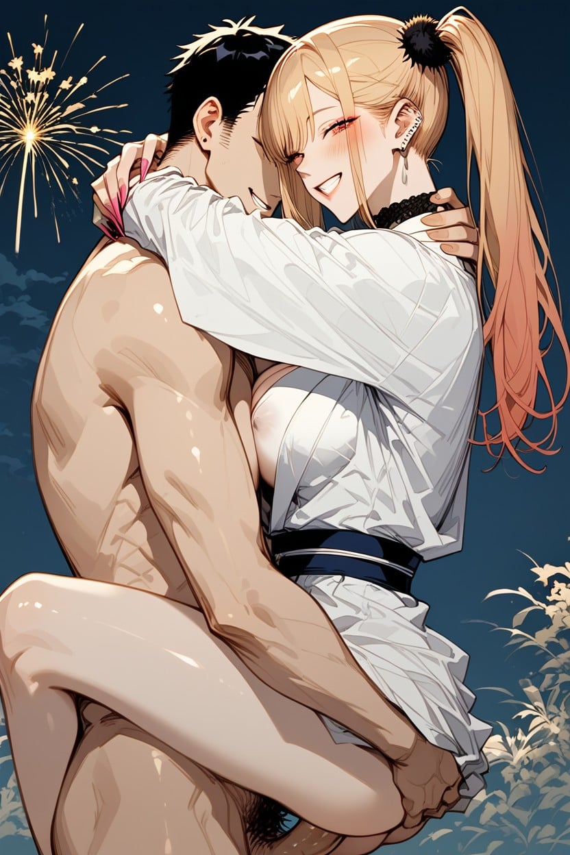Horny, Marin Holding Gojo's Balls, Pubic Hair Hentai AI Porn