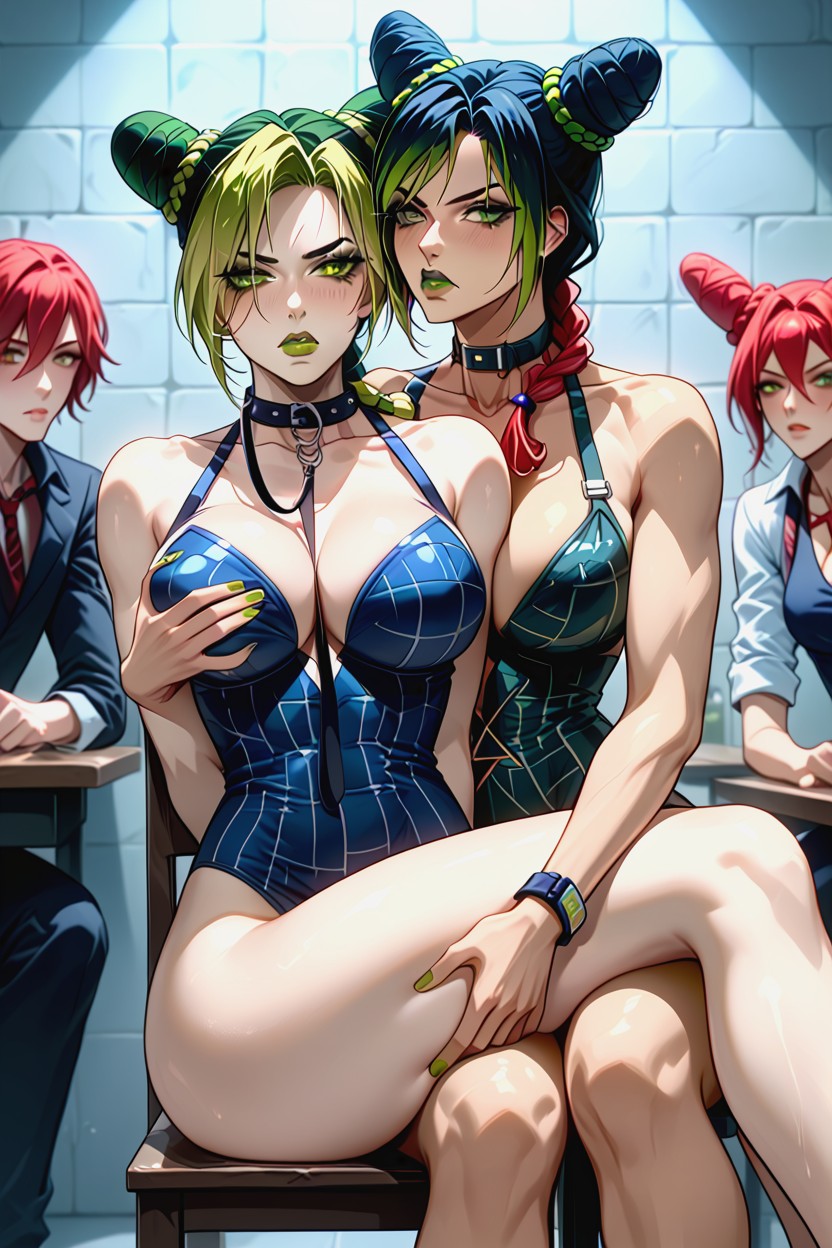 Cinematic Lighting, Jolyne Sitting Sideways, Jail Hentai AI Porn