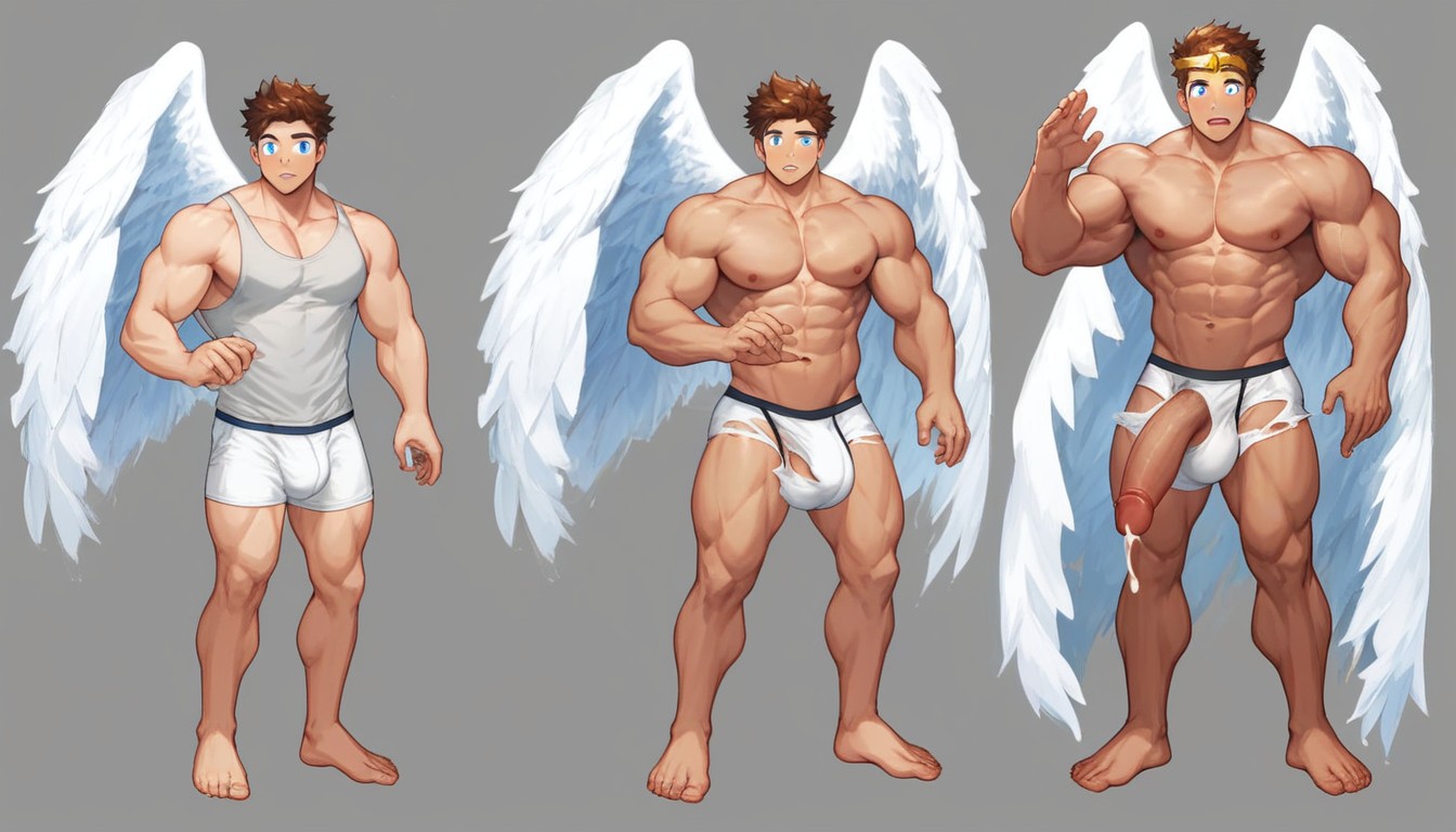 After Transformation, Simple Background, Hyper Balls AI Gay Porn