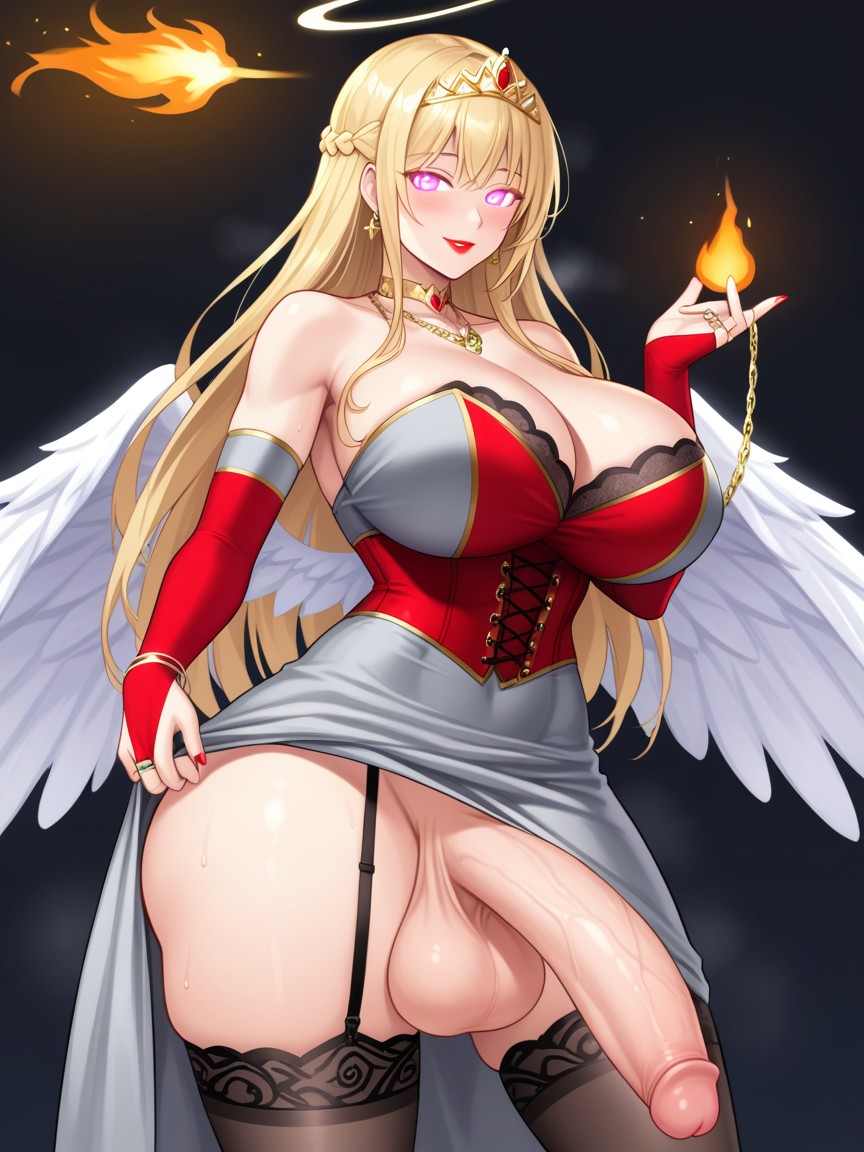 Fire Magic, Pink Eyes, Rounded Breast Shemale AI Porn