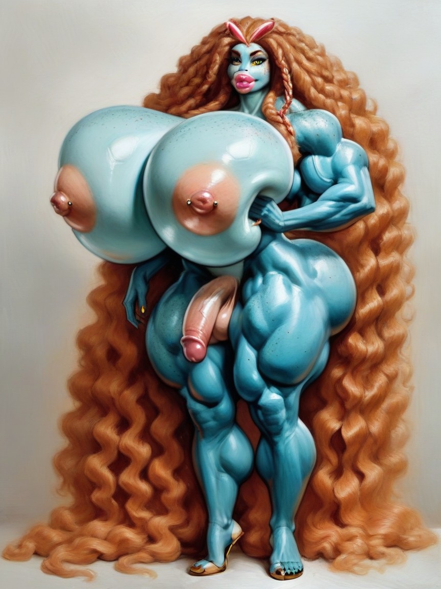 Gradient Skin, Curly Hair, Extrêmement Musclé Porno IA Furry