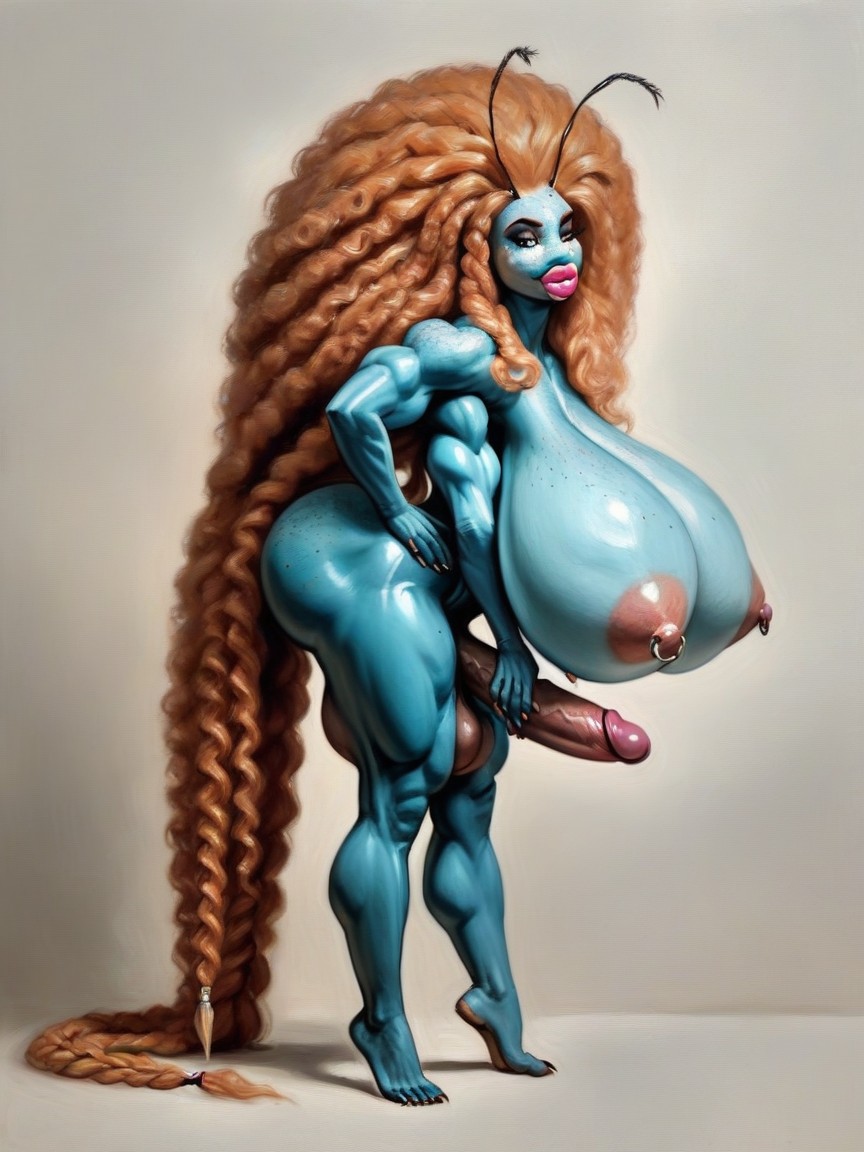 Curly Hair, そばかす, Large Aeriolas ファーリーAIポルノ