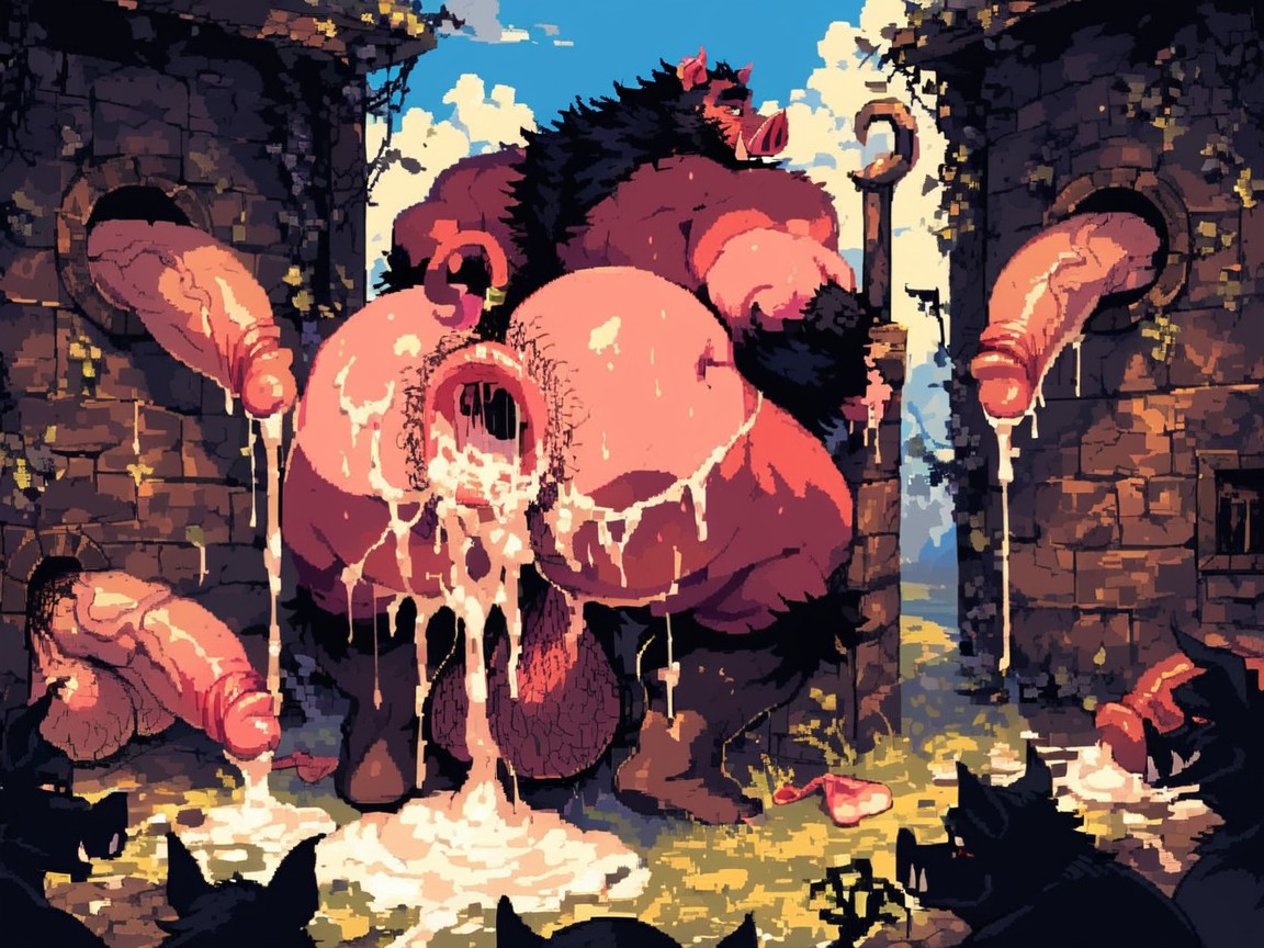 Hairy Pig Balls, Curved Pig Penises, Big Pig Cock Furry AI Porn