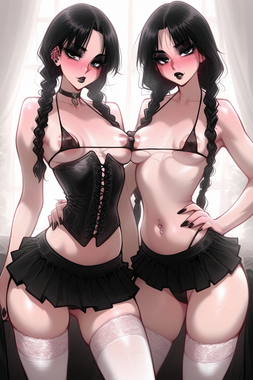 Seductive Pose, Blushing, Wasp Waist Hentai AI Porn