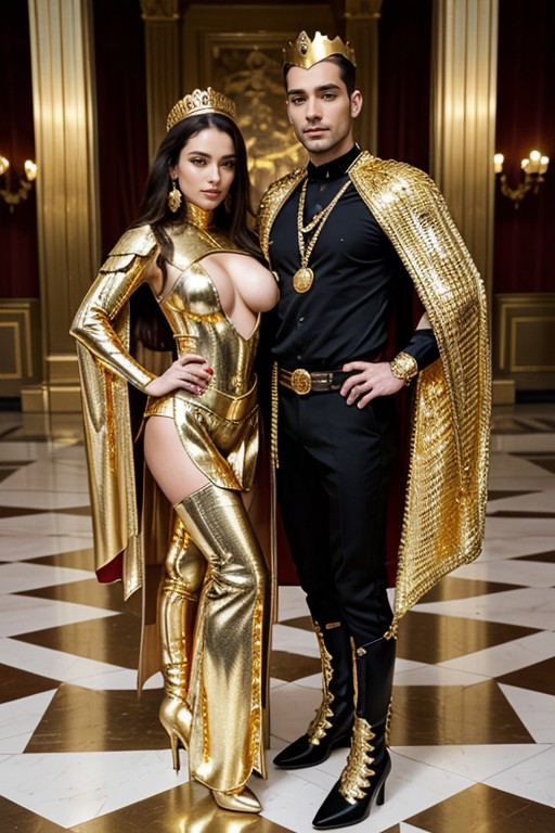 Sexy Armor, Gold Earrings, Throne Room AI Porn