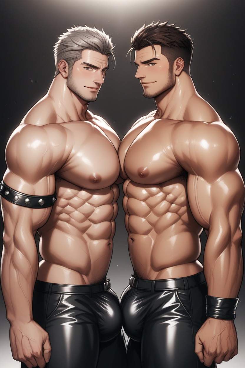 Shoulders, Ultra Defined Pack Abs, Idealized Anatomy AI Gay Porn
