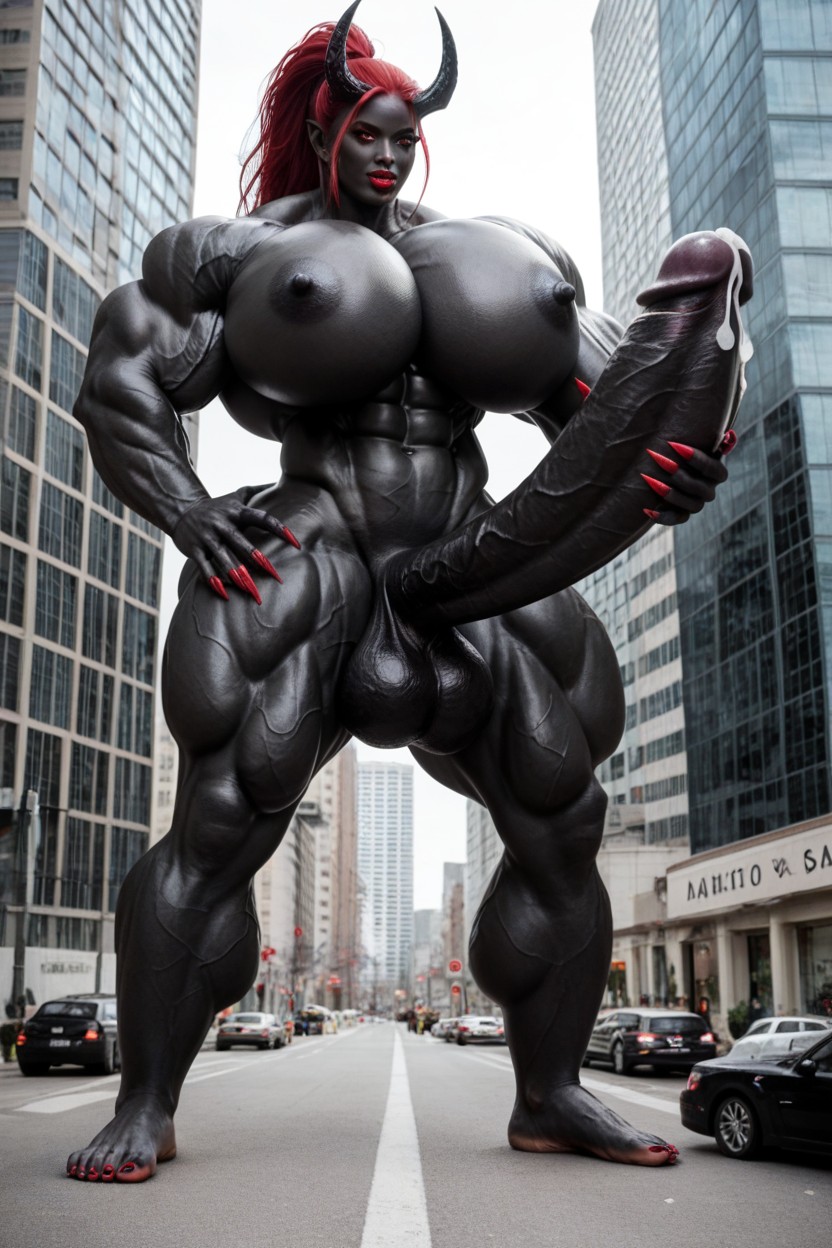 Giant Body, Gigantic Muscle Trapez, Full Body Shemale AI Porn