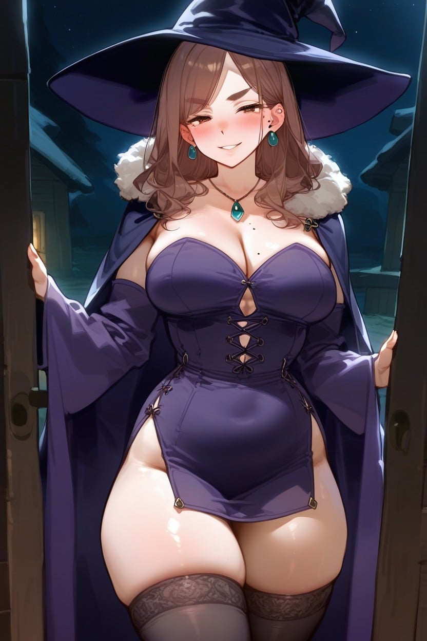 Wood Cabin, Brown Hair, Leaning Hentai AI Porn