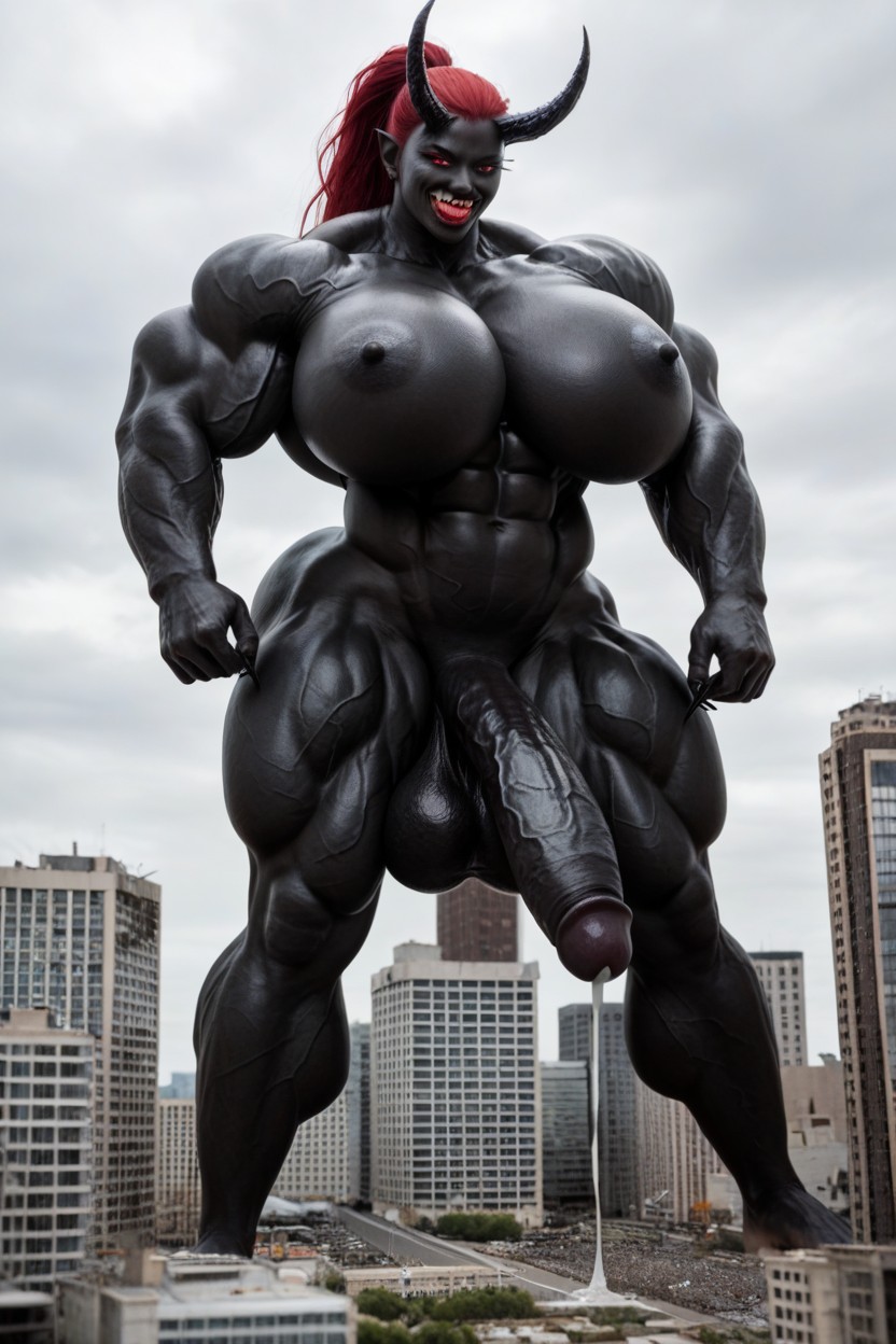 Red Eyes, Apocalypse, Toned Muscles Shemale AI Porn