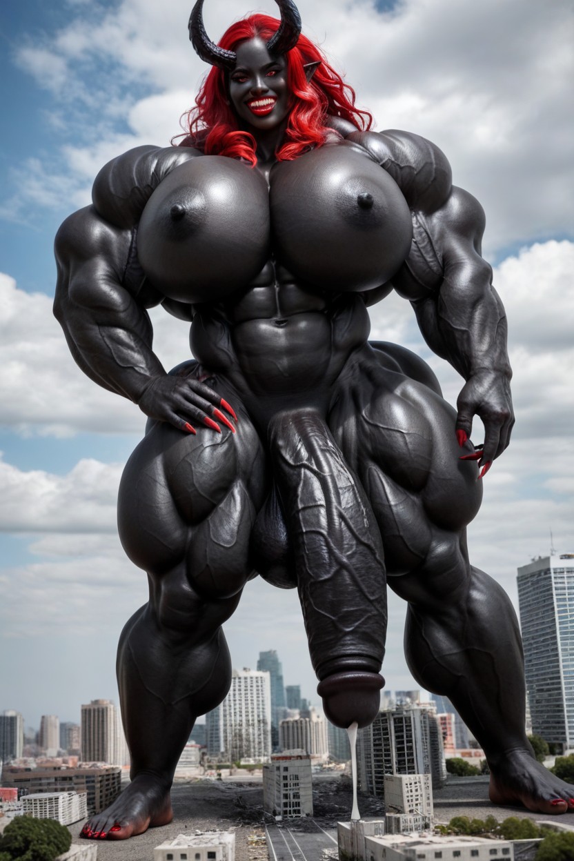 Bigger Than City, Thick Thighs, Big Oni Horns Shemale AI Porn