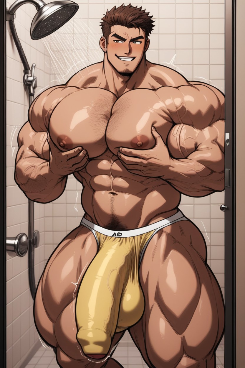 Extremely Large Ass, Shy, Smug Face AI Gay Porn
