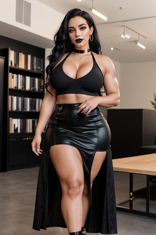 Pitch Black Hair, Extremely Tall, Botox Lips AI Porn