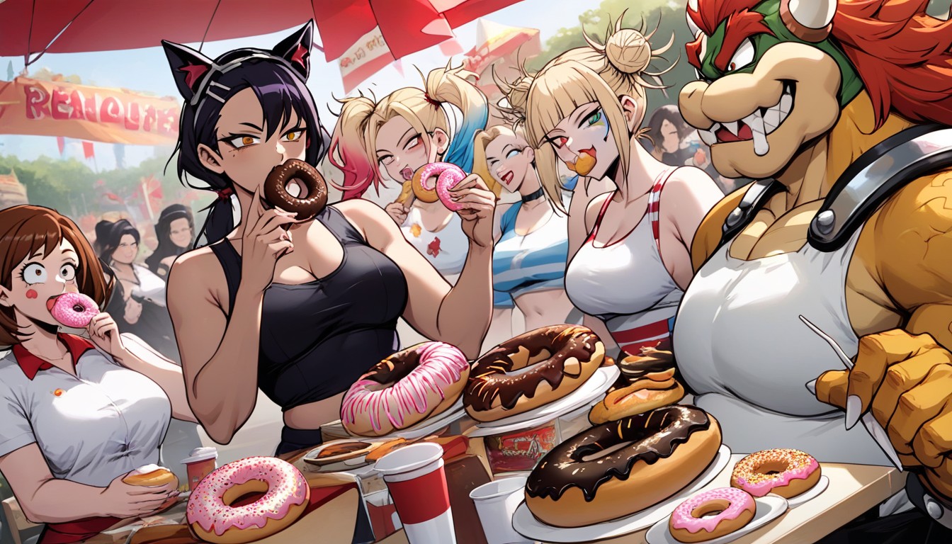 Fat Harley Quinn Eating Donuts, Fat, Food Festival Hentai AI Porn