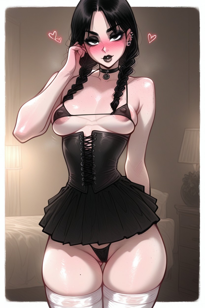 Micro Bikini, Front View, Black Hair Hentai AI Porn