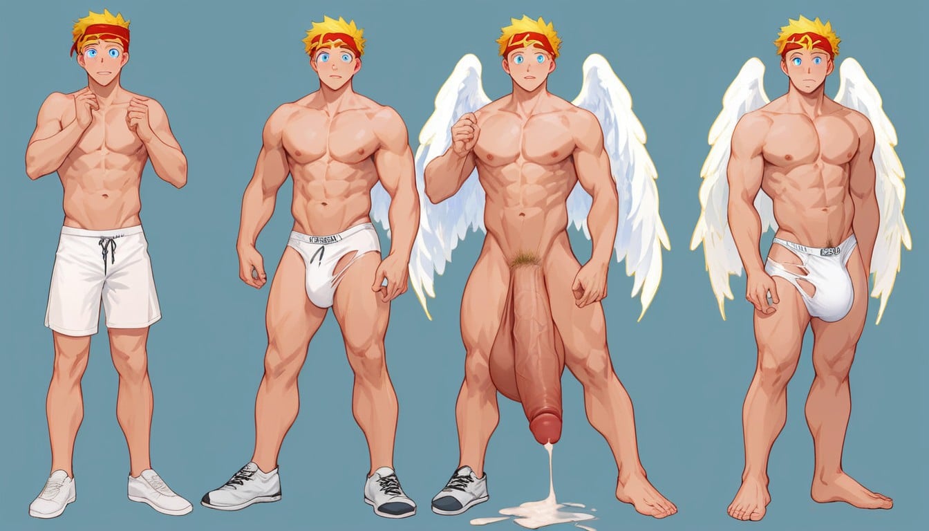 Big Angel Wings, Detailed Eyes, 18+ AI Gay Porn