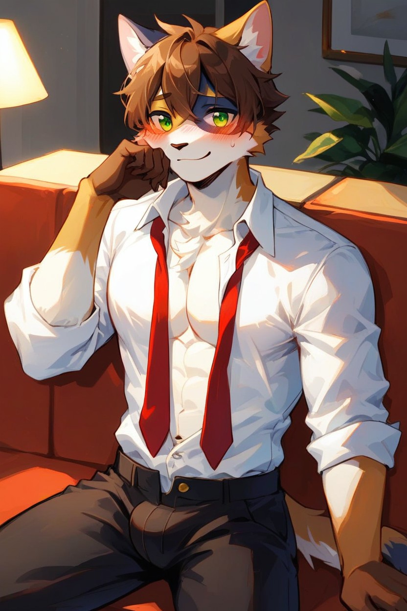 Solo, White Fur, Embarrassed Expression ファーリーAIポルノ