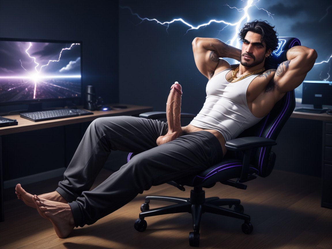 Motion Lines, God Of Thunder, Rugged Latino AI Gay Porn