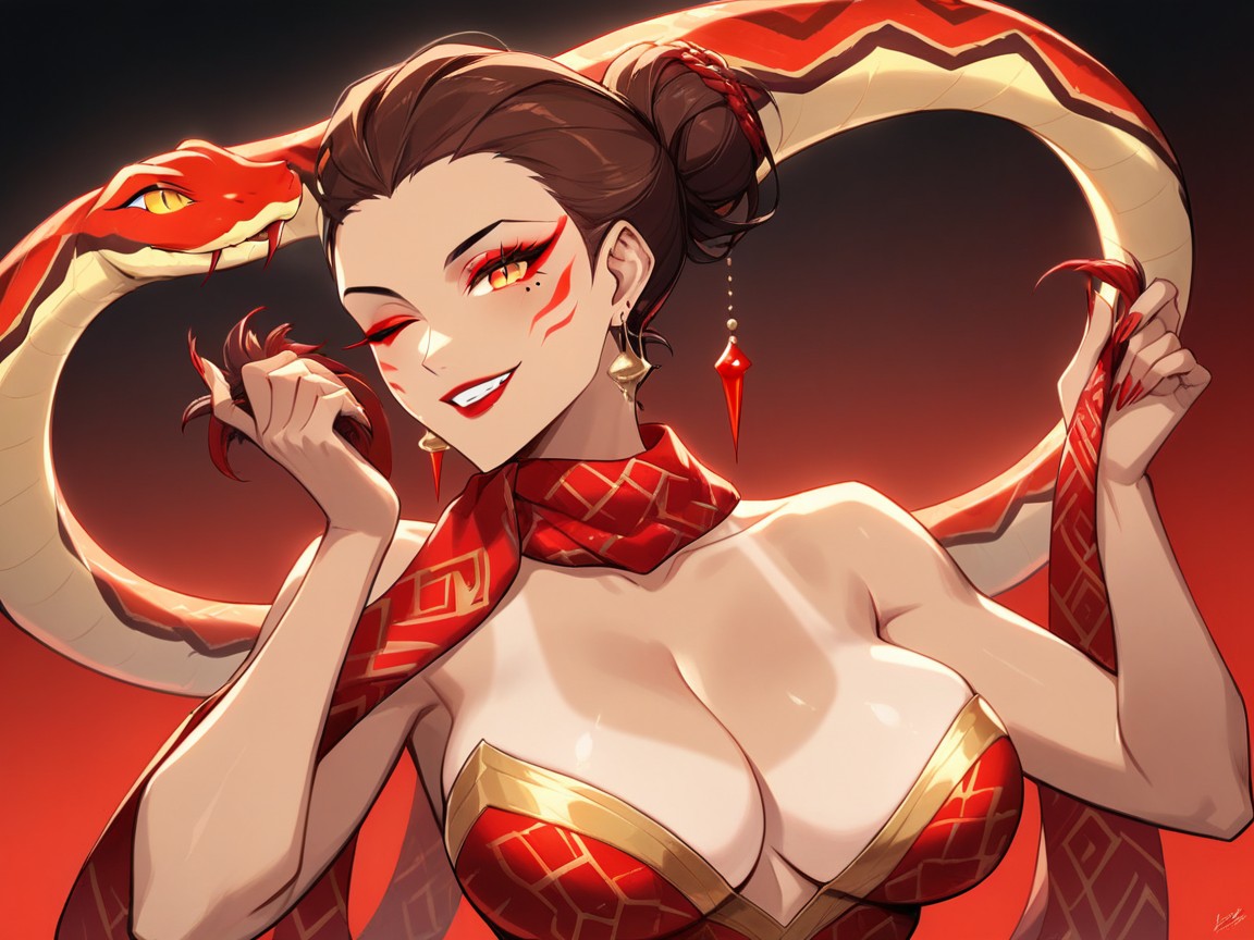 Neon Red Candlelight In Background, Tan Lines, One Person AI Porn