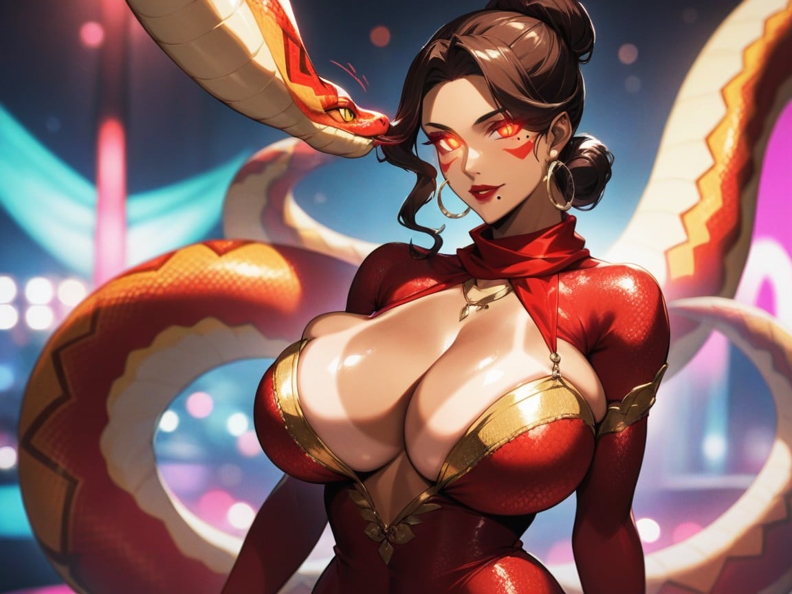 Red Neon Carnival Lights, Latina, Red Hair Hentai AI Porn