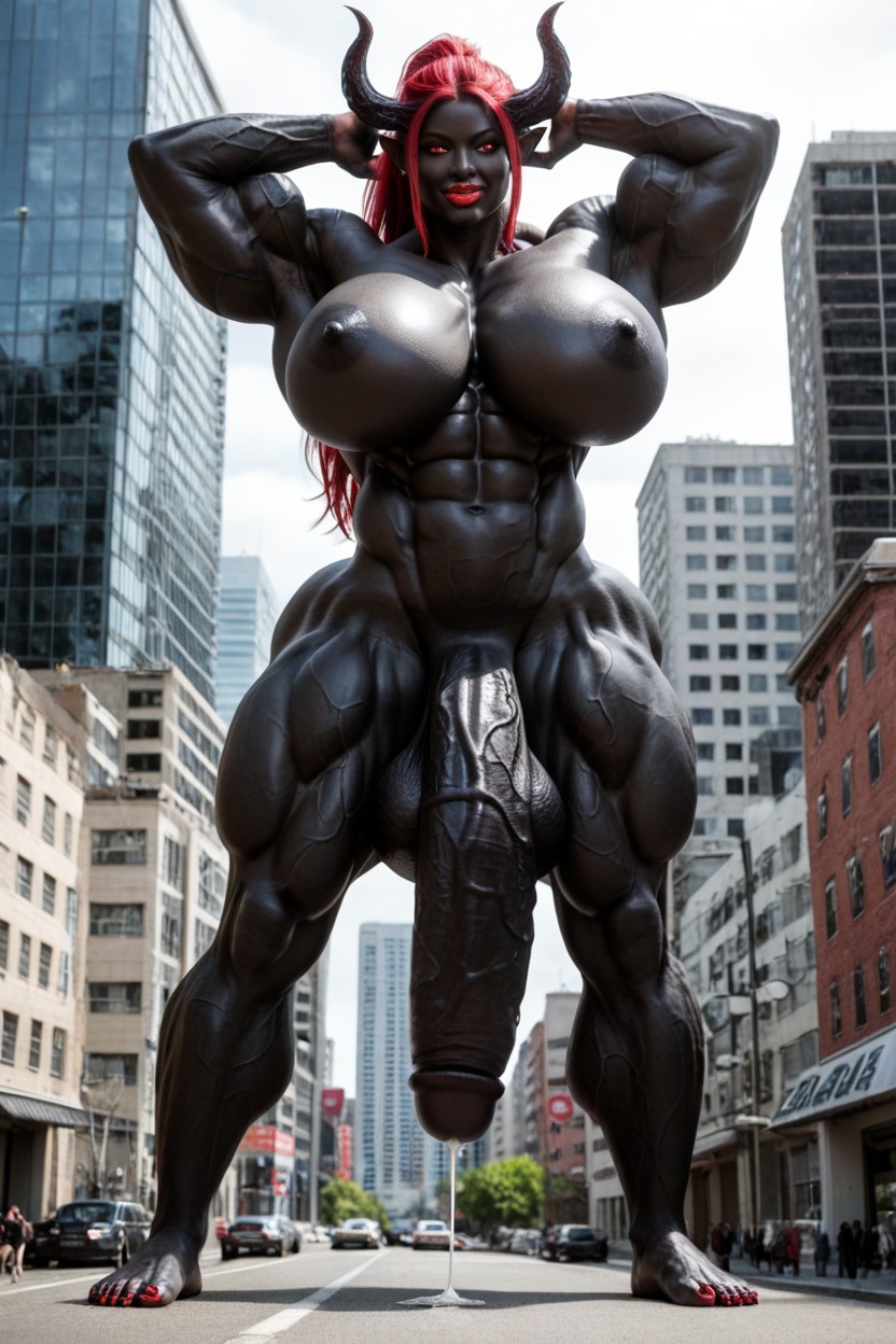 Gigantic Muscle Trapez, Barefoot, Bottom Heavy Shemale AI Porn