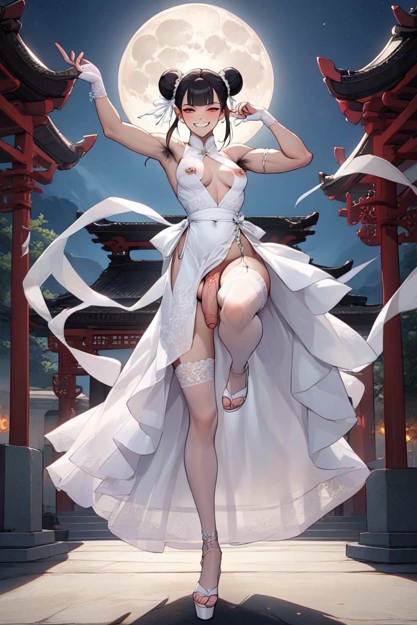 One Leg Up, Small Breasts, No Panties Hentai AI Porn