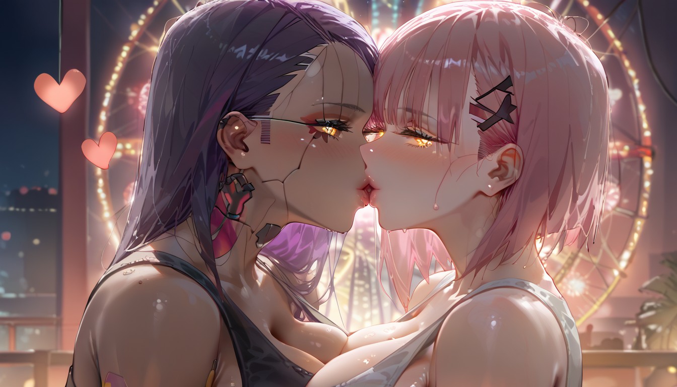 Cyberpunk, Pale Skin, 2 Personas Hentai IA