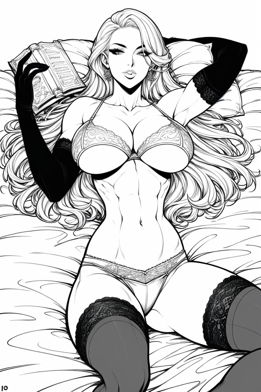 Clean Coloring Book Page, 18+, Line Art Hentai AI Porn