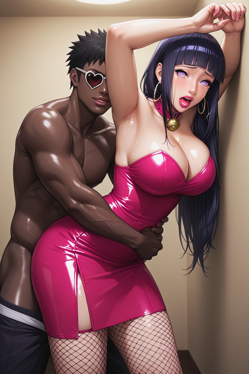 Sexy Prom Dress, Dark Colors, Hair Pinned To The Side AI Porn