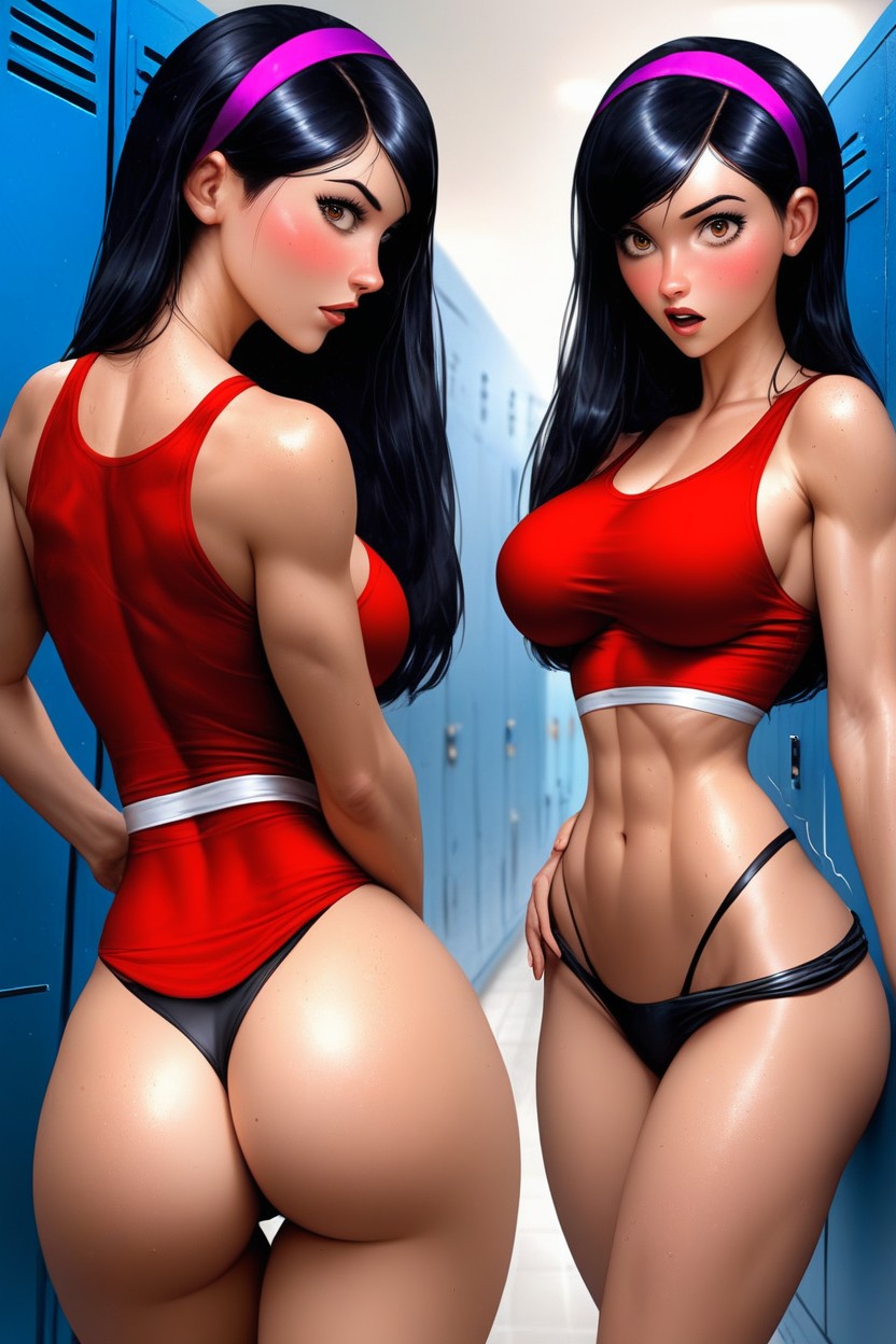 Beautiful Shiny Black Hair, Motion Lines, Round Boobs AI Porn