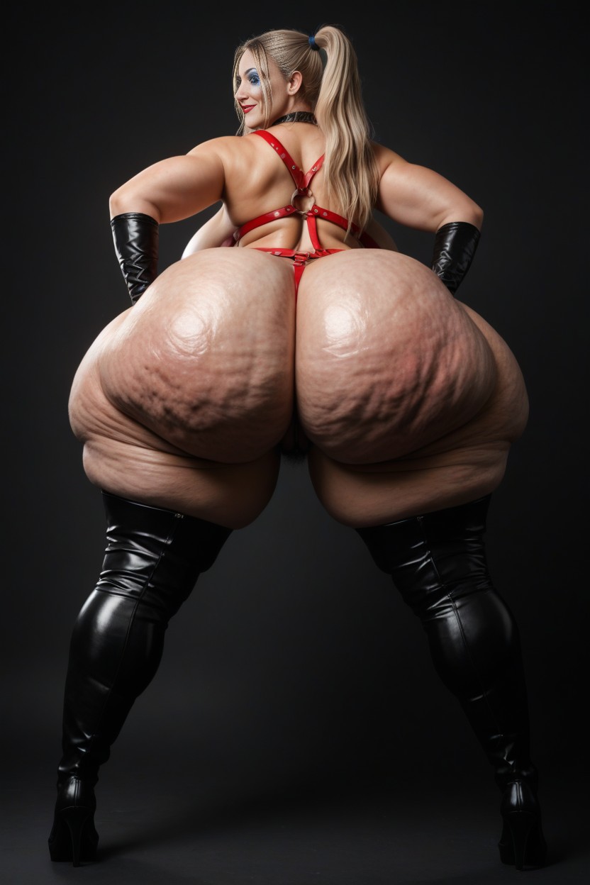 Dangling Saggy Breasts, Smug Expression, Oiled Skin AI Porn