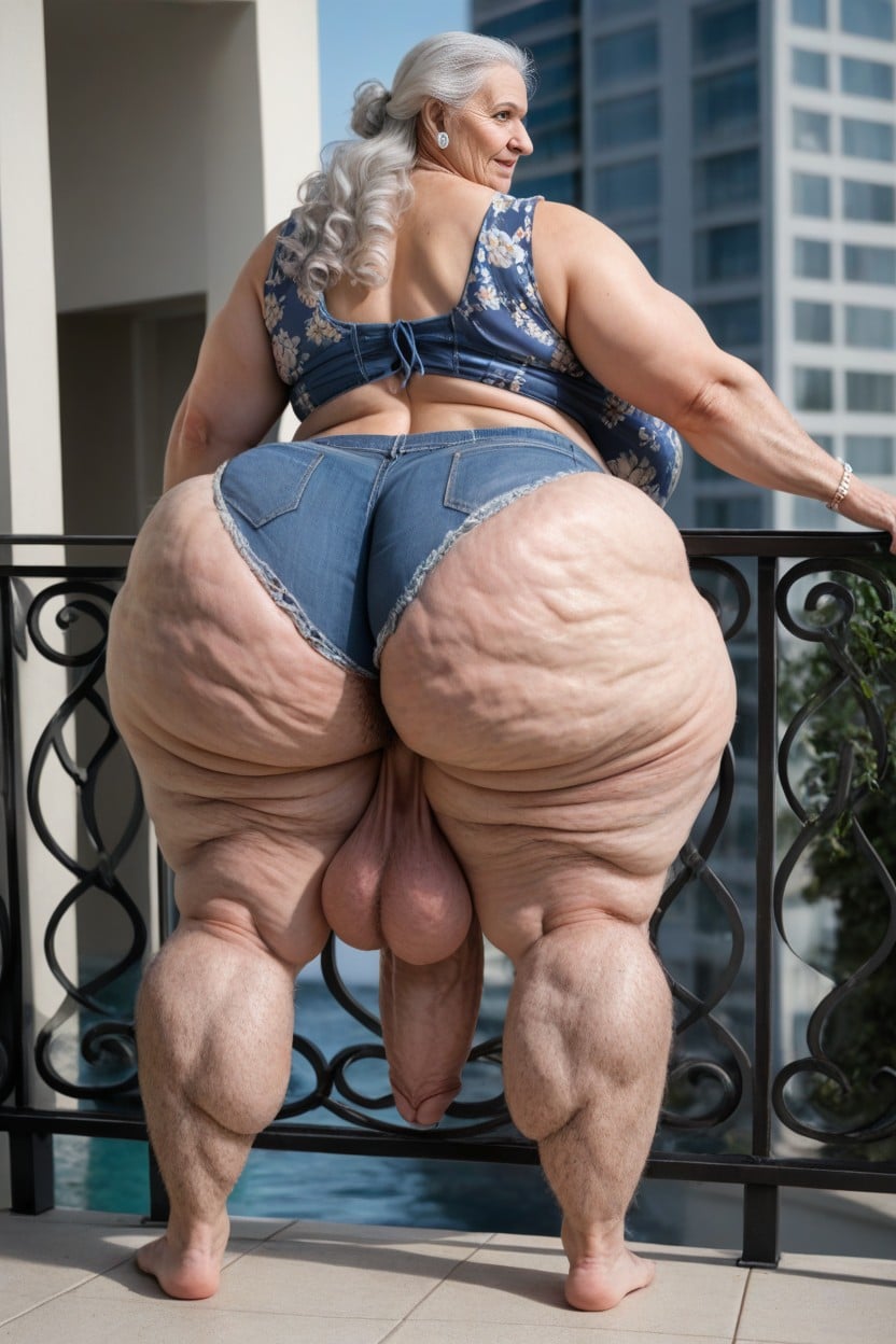 Hairy Legs Pale Skinveiny Feet, Large Hips, White Hair AI Porn
