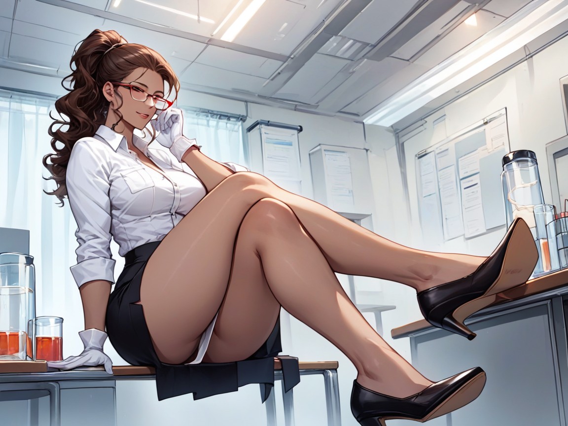 Ponytail, Woman With Medium Waist, Woman Is Hentai AI Porn