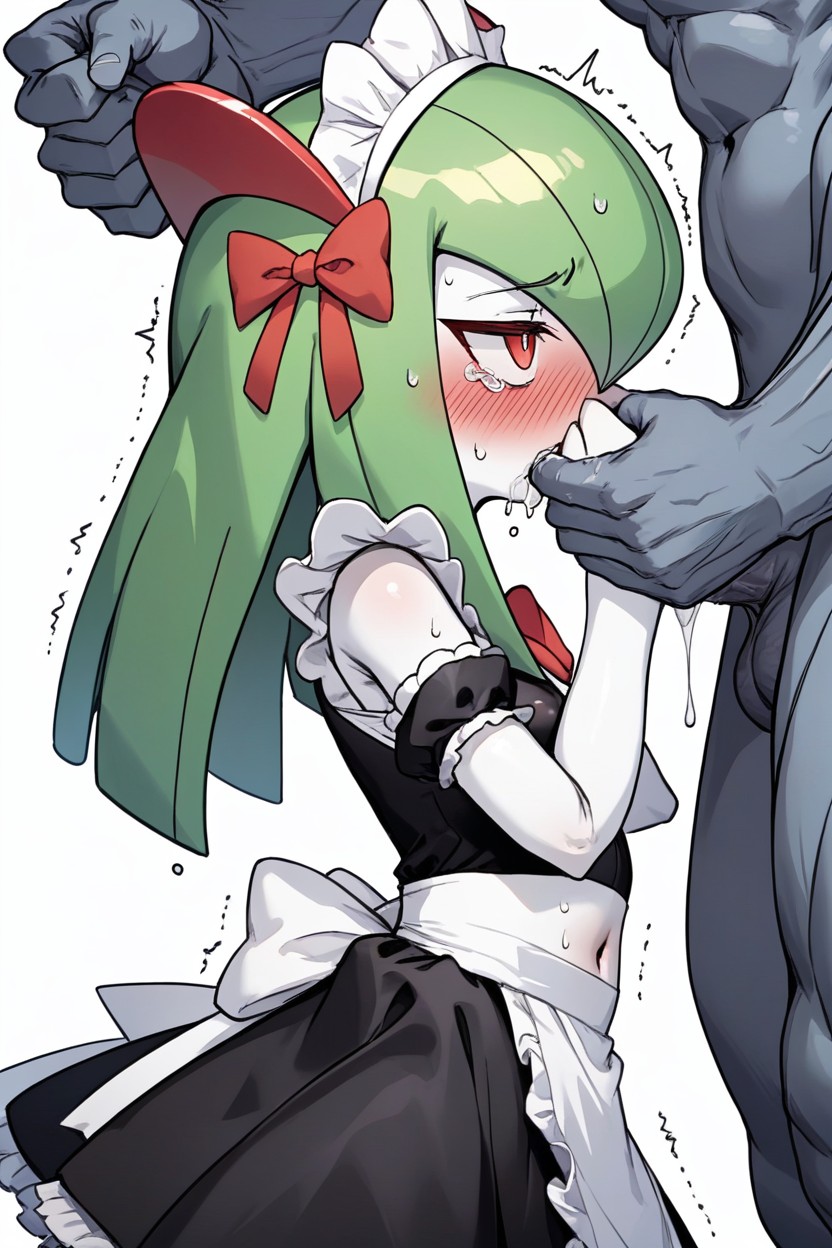 Eyes Open Wide, Trembling, White Maid Hat Furry AI Porn