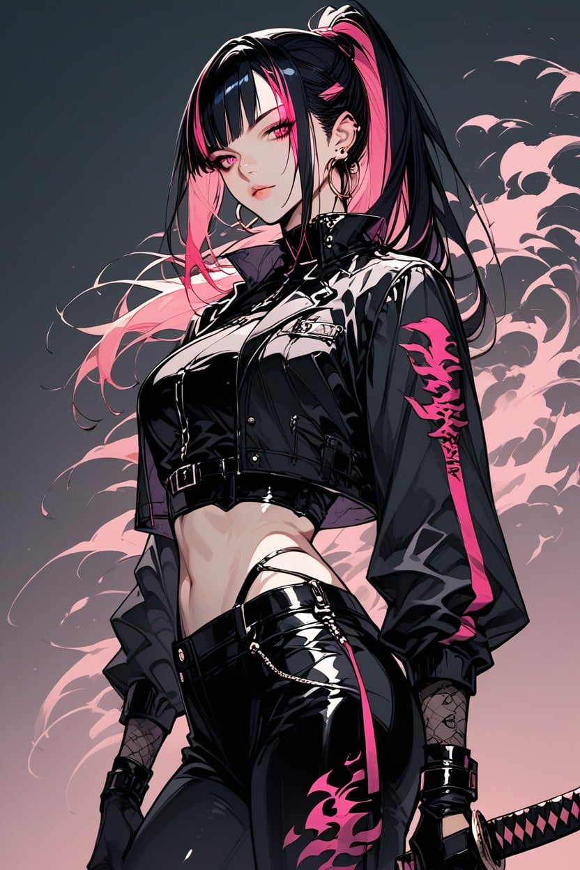 Weapon Over Shoulder, Black Pants, Jacket Hentai AI Porn