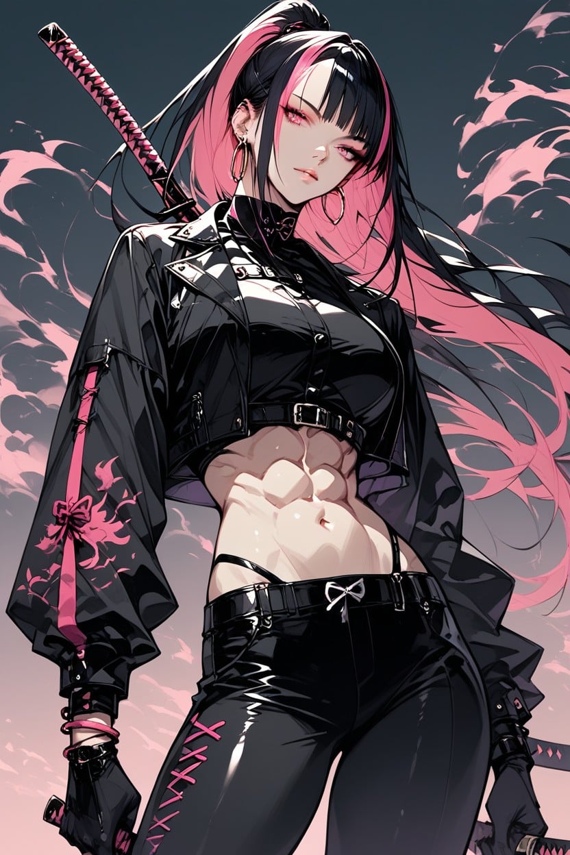 Looking At Viewer, Standing, Holding Weapon Hentai AI Porn