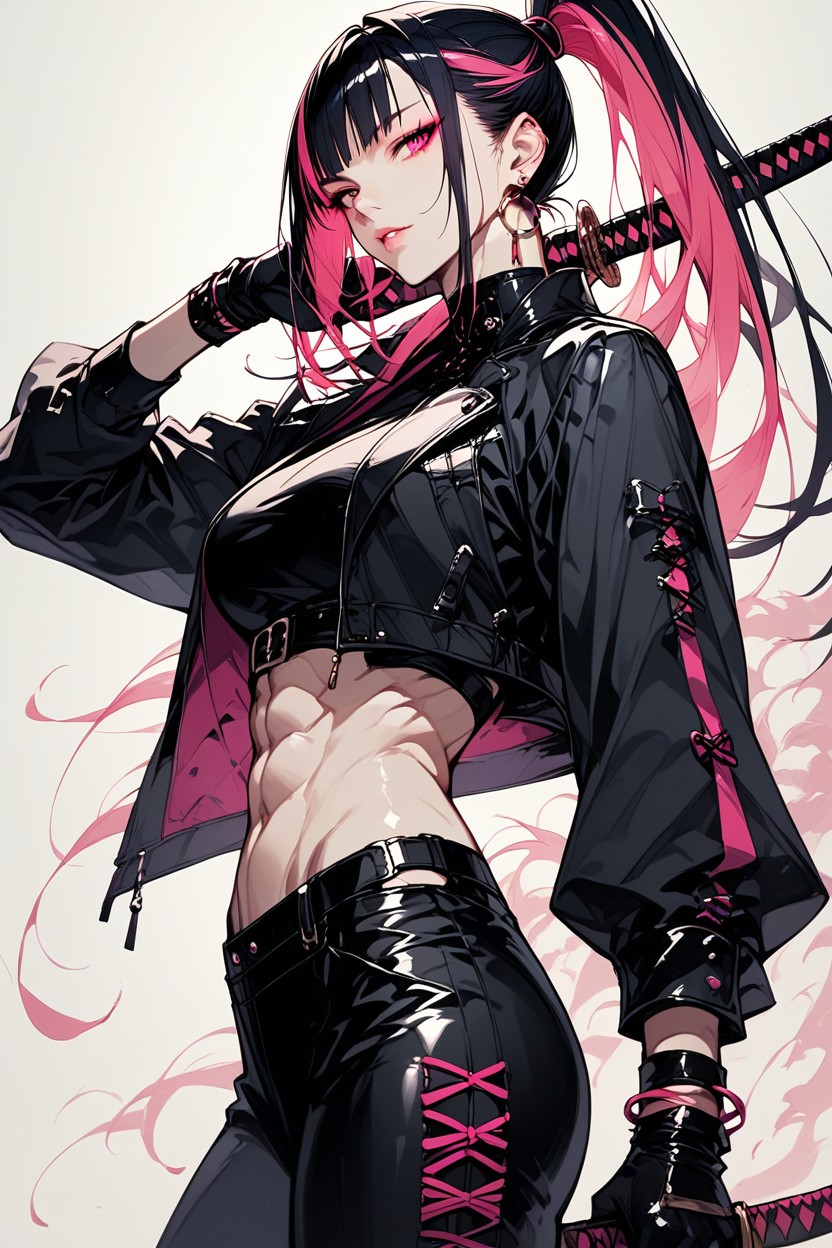 Flame Print, Black Hair, Bracelet Hentai AI Porn