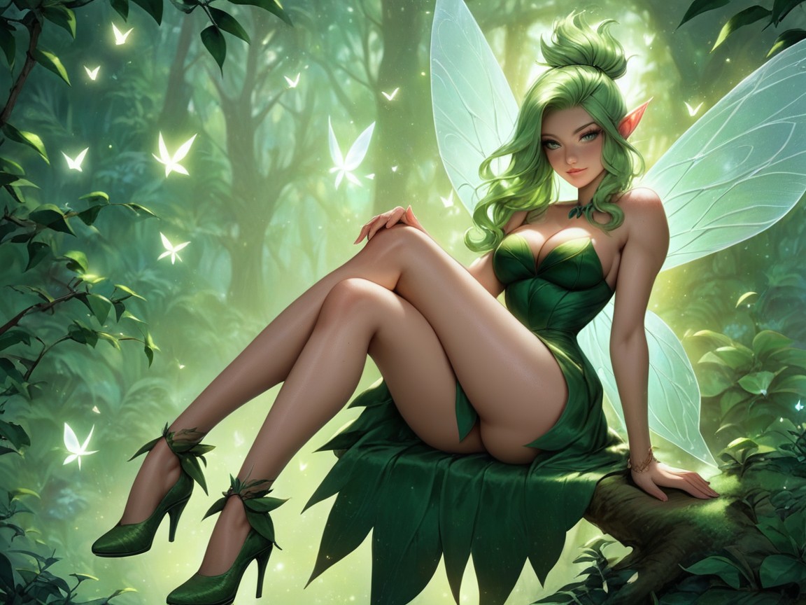 Fairy Wings, 18+, Green Dress Hentai IA