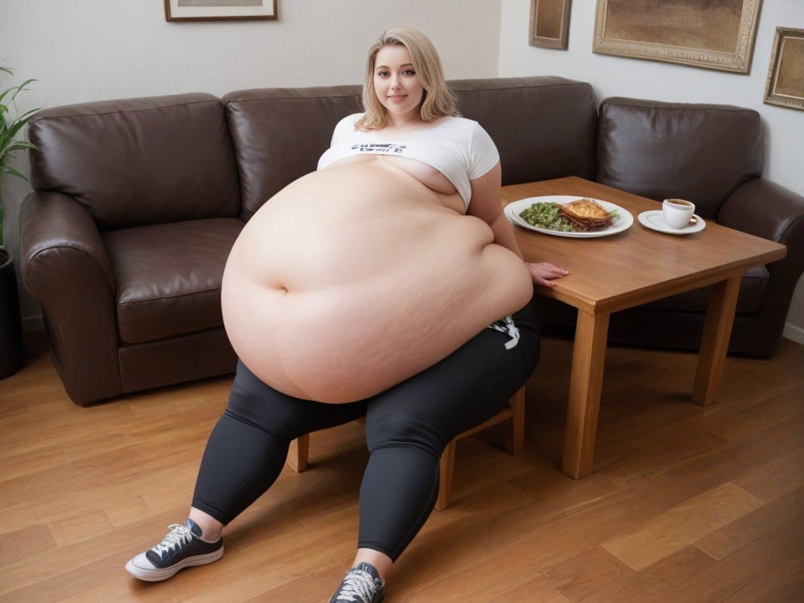 Impossibly Fat, Many People Around, Yoga Pants AI Porn