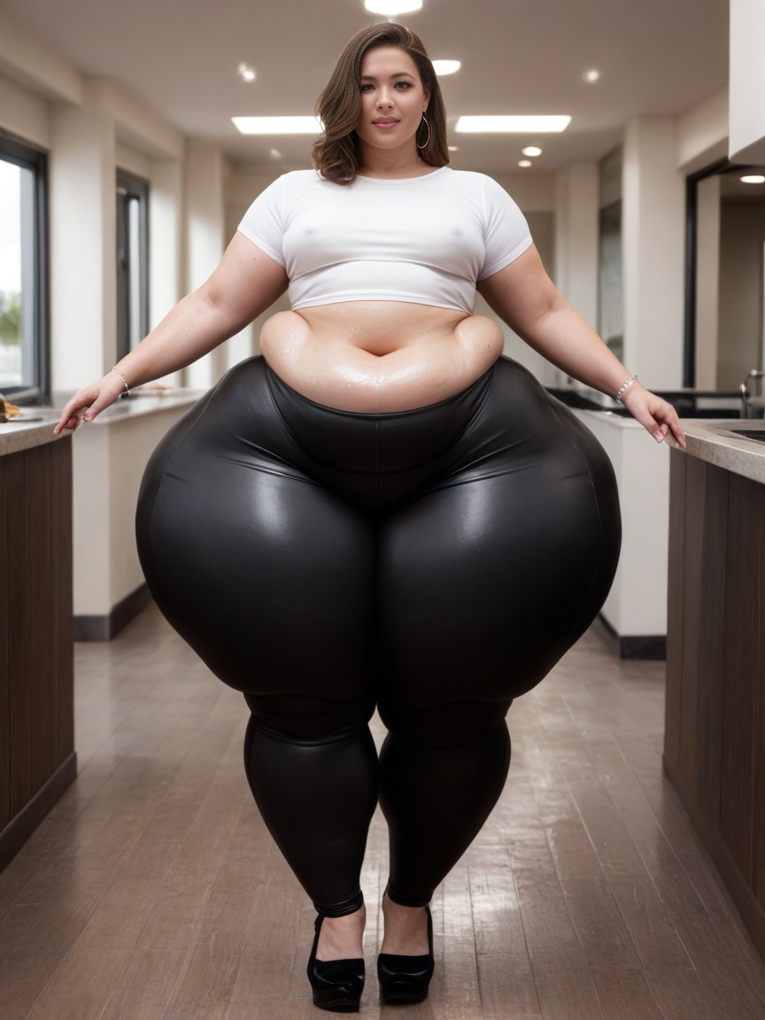 American, Massive Hips, Hyper Exaggerated Pear Shape AI Porn