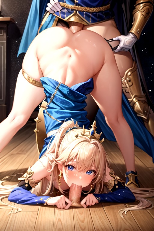 Men Guards, Gold Tight Bodystocking, High Platform Shoes AI Porn