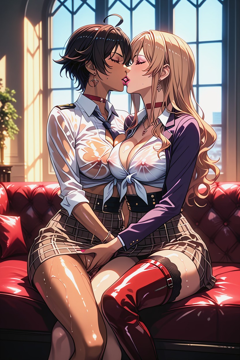 Very Sweaty, Gyaru Uniform Shirt, Window With View Hentai AI Porn