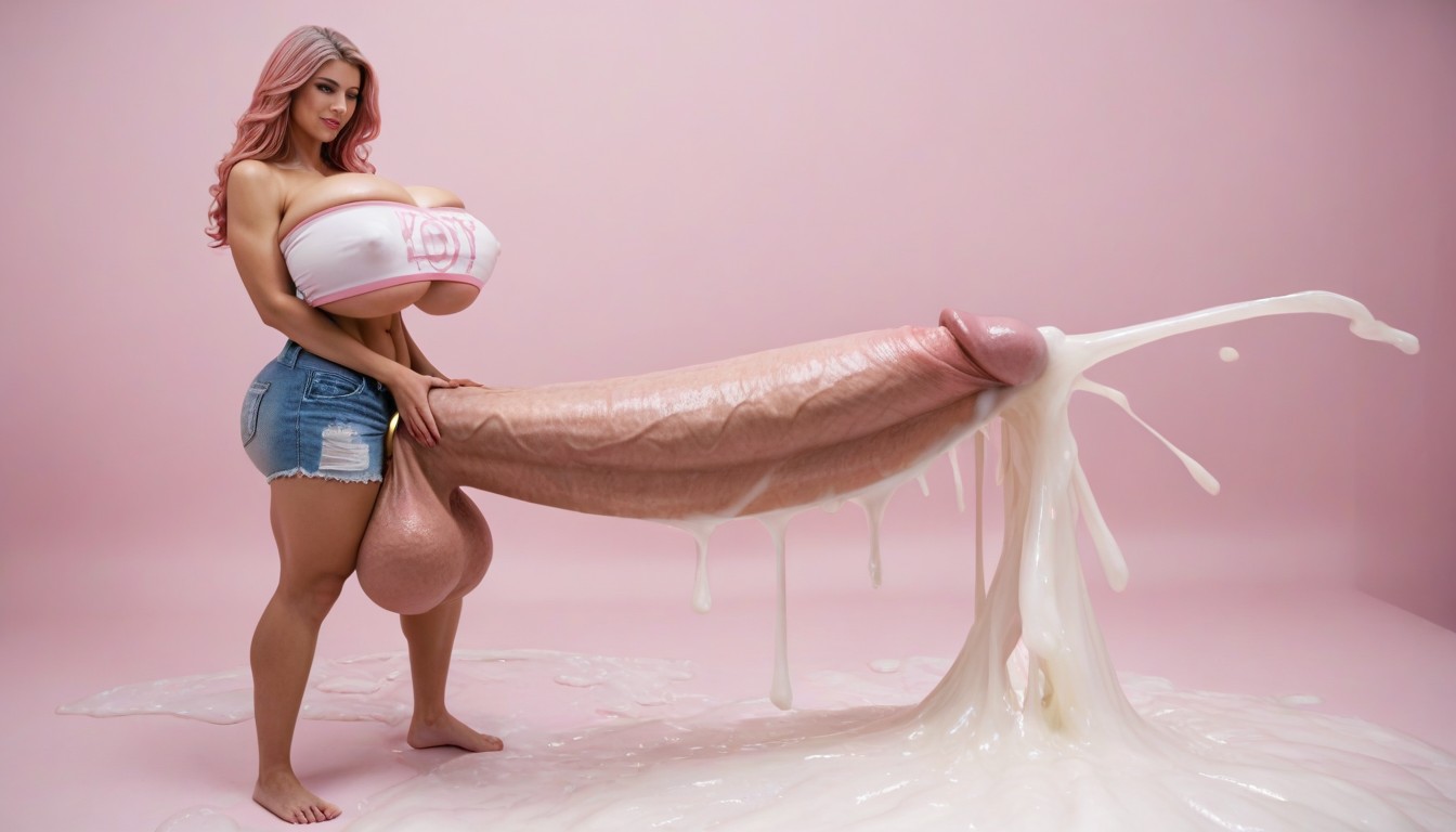 Egregiously Oversized Testicles, Excessive Cum, Pink Room Shemale AI Porn