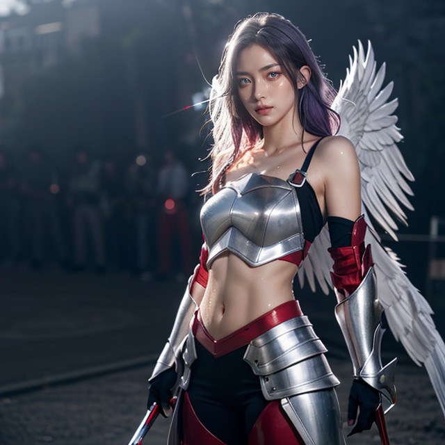 Hyper Realistic, Silver Armor, Silver Armor Pornografia asiática com IA