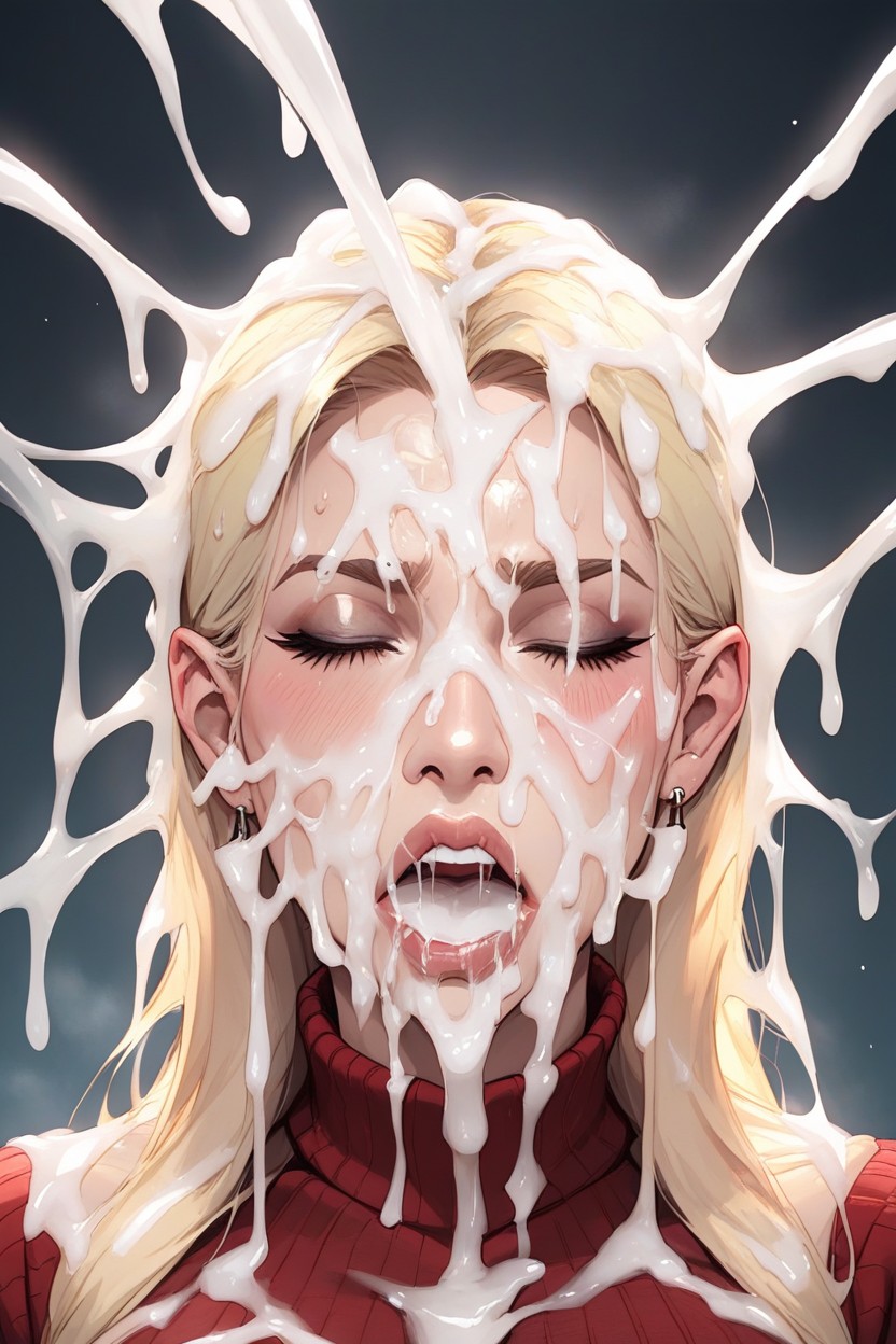 Heavily Horny Expression, Big Cock On Her Face, Dynamic Angle AI Porn