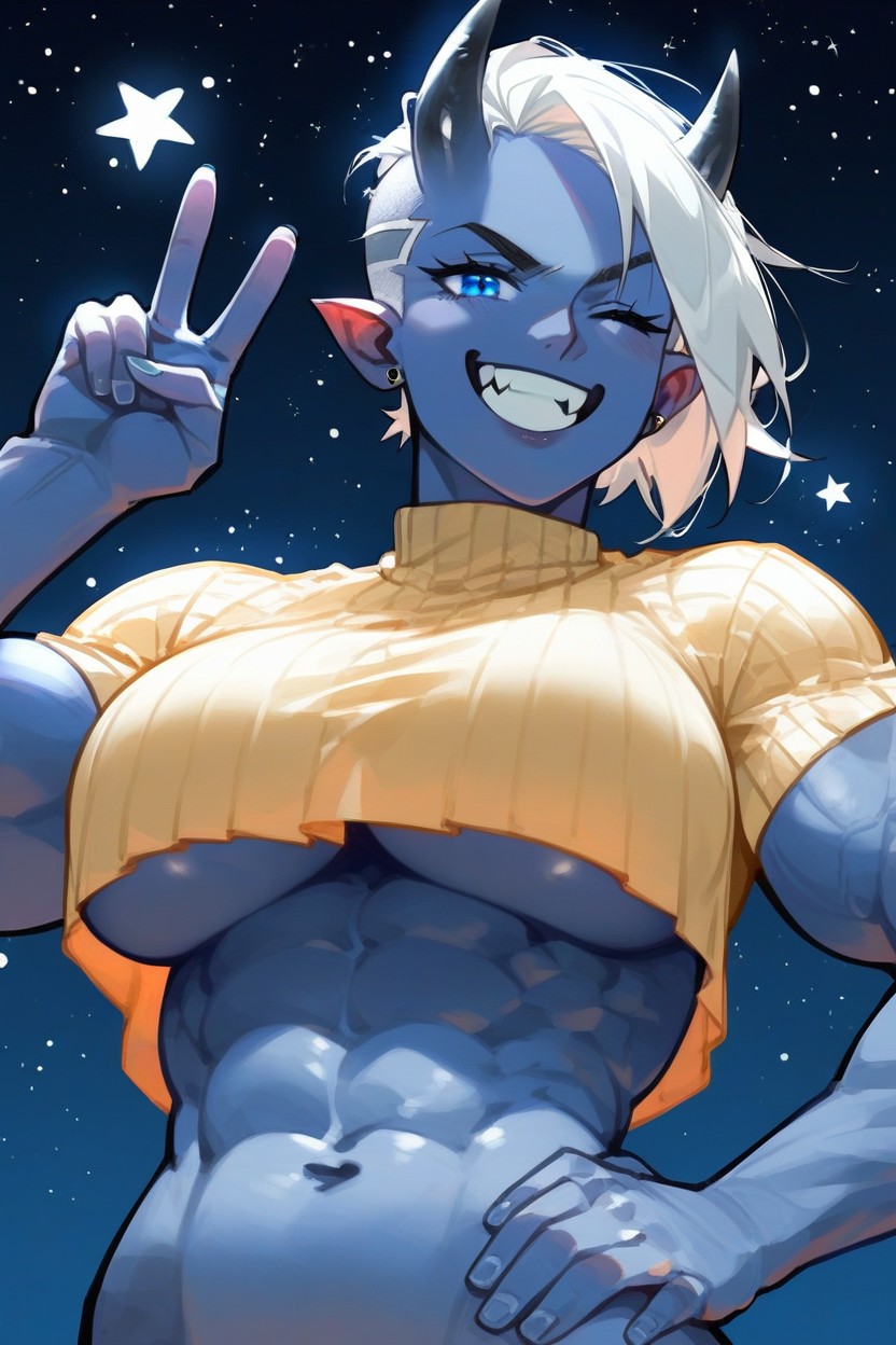 Pecho Inferior Visible, Stars, Excited Expression Hentai IA