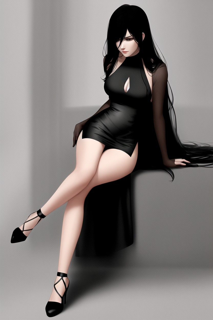 Dark Floor, Studio Portrait, Pensive Gaze Hentai IA